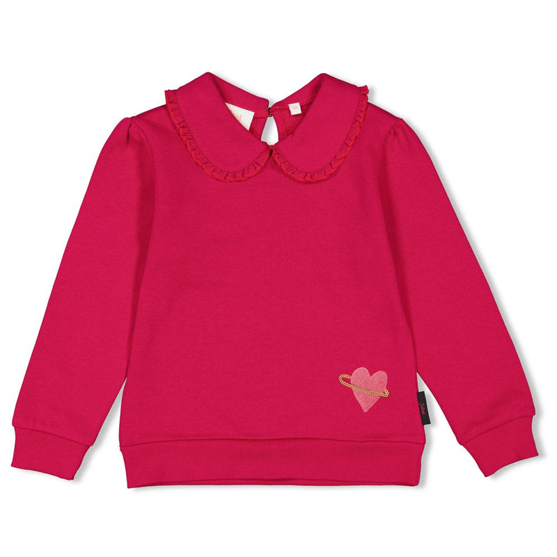 Meisjes Sweater - Miss Universe van Jubel in de kleur Fuchsia in maat 128.