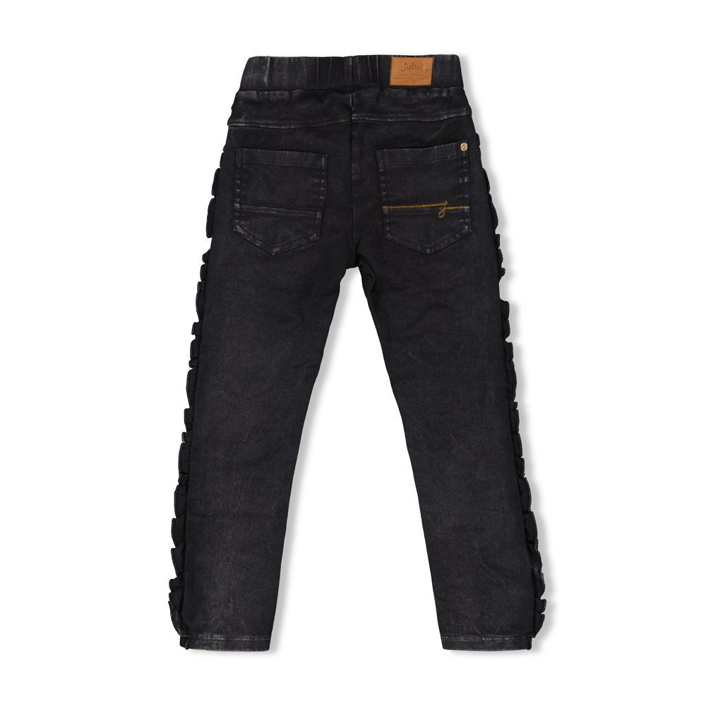 Meisjes Skinny jeans ruches - Winter Denim van  in de kleur Black Denim in maat 128.