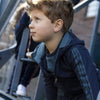 Jongens Cardigan with hood van Koko Noko in de kleur Blue in maat 128.