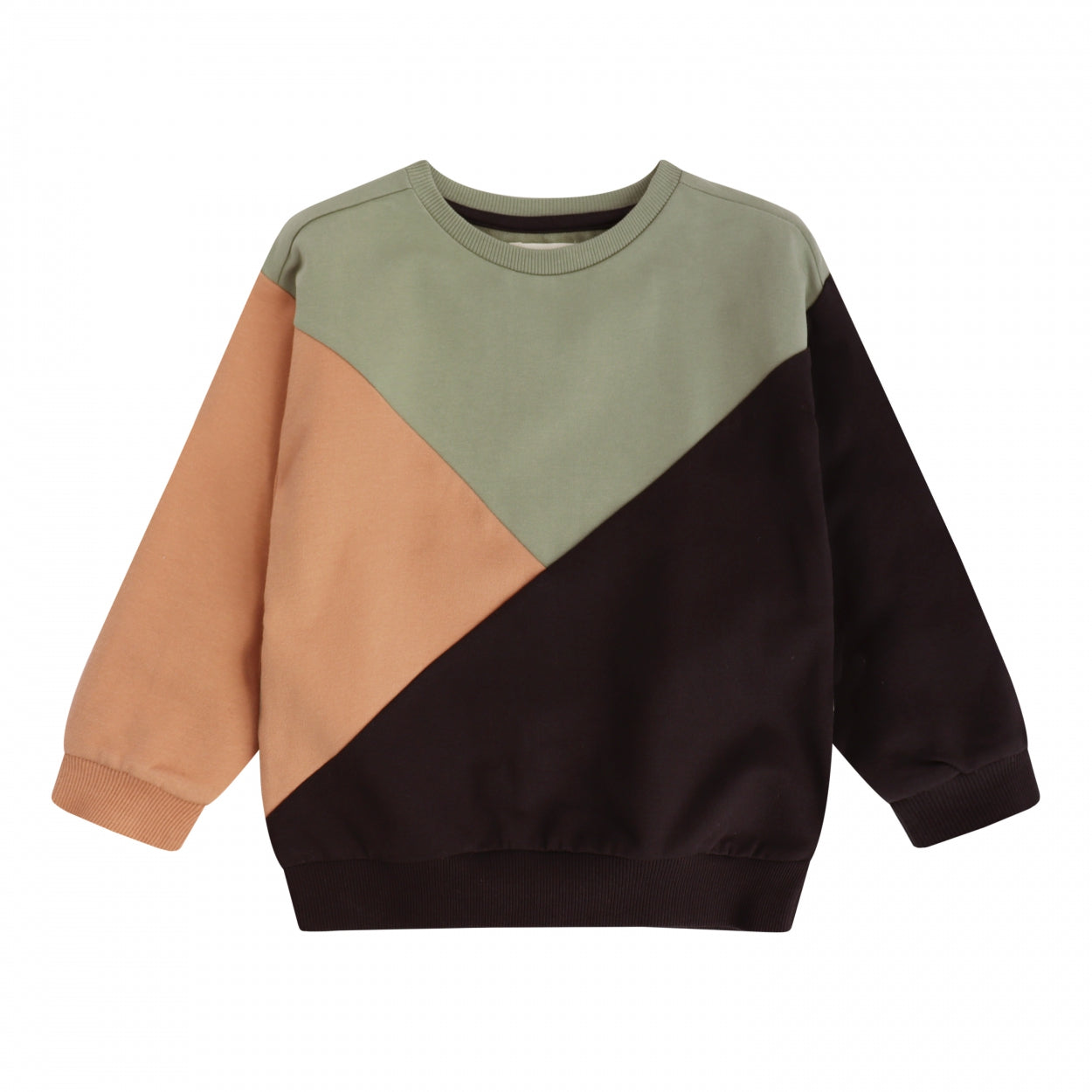 Jongens Sweater Colorblock | Blaze van Your Wishes in de kleur Dark Brown in maat 134-140.