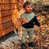 Jongens Sweater Colorblock | Blaze van Your Wishes in de kleur Dark Brown in maat 134-140.