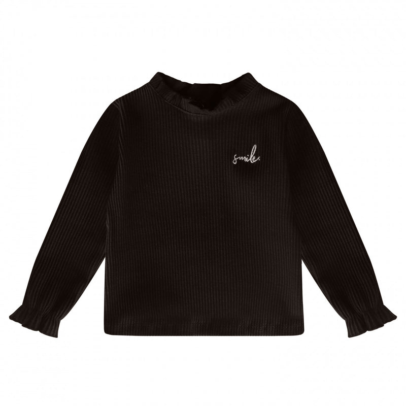 Meisjes Shirt lange mouw Twist | Gracie van Your Wishes in de kleur Dark Brown in maat 134-140.