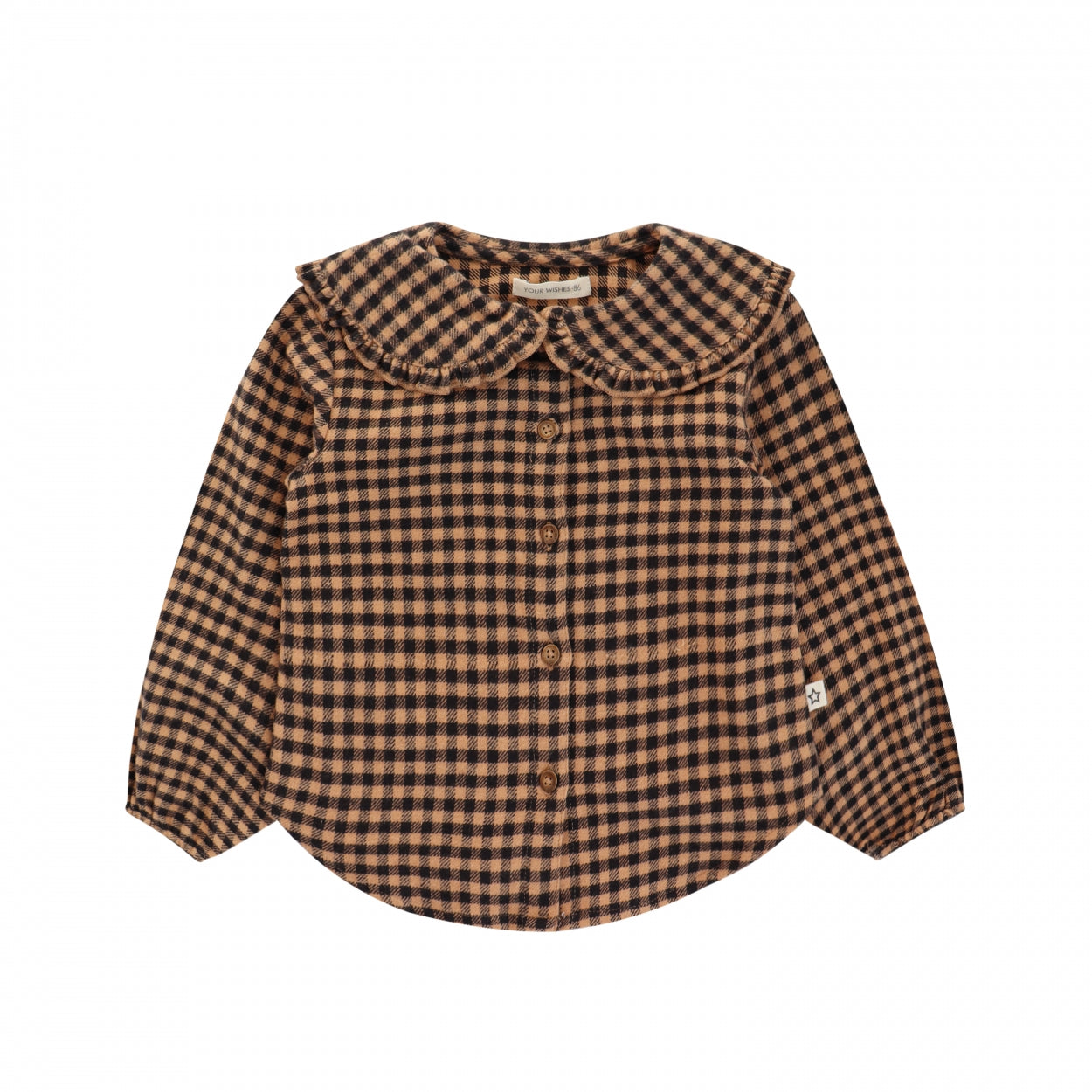 Meisjes Shirt lange mouw Saxon | Gwen van Your Wishes in de kleur Dark Brown in maat 134-140.
