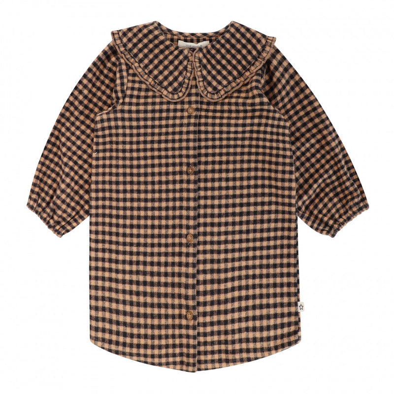 Meisjes Jurk Saxon | Geanne van Your Wishes in de kleur Dark Brown in maat 92.