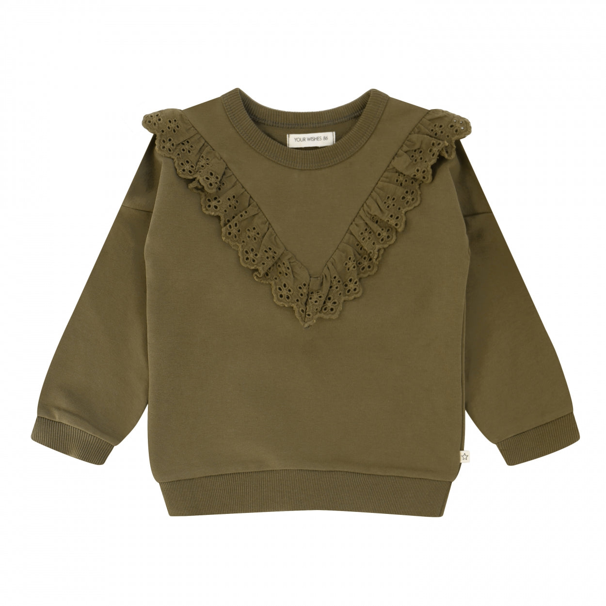 Meisjes Sweater Solid | Dorith van Your Wishes in de kleur Dark Olive in maat 134-140.