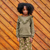 Meisjes Sweater Solid | Dorith van Your Wishes in de kleur Dark Olive in maat 134-140.