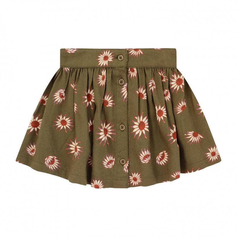 Meisjes Rokje Wild Daisy | Dakota van Your Wishes in de kleur Dark Olive in maat 92.