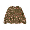 Meisjes Shirt lange mouw Wild Daisy | Gloria van Your Wishes in de kleur Dark Olive in maat 134-140.