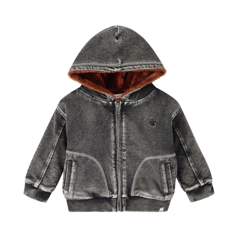 Jongens Spijkerjas Knitted Denim | Gregory van Your Wishes in de kleur Light Grey in maat 92.