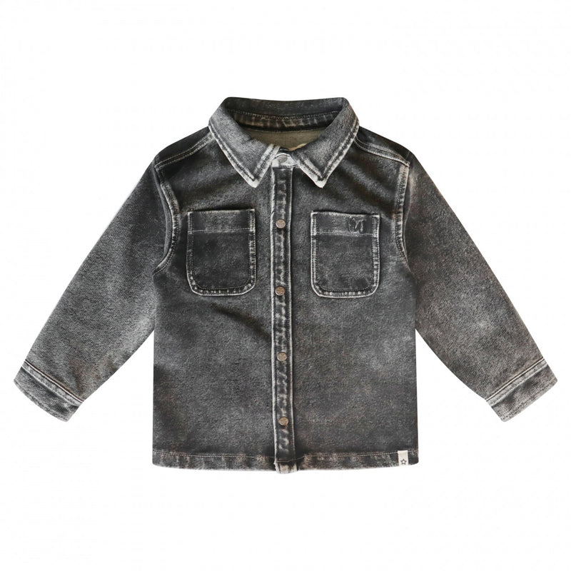 Jongens Shirt lange mouw Knitted Denim | Gerrit van Your Wishes in de kleur Light Grey in maat 92.