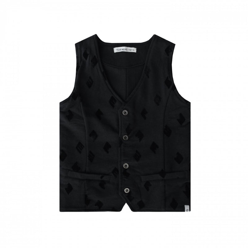 Jongens Gilet Diamond - Cyrus van Your Wishes in de kleur Black in maat 134/140.