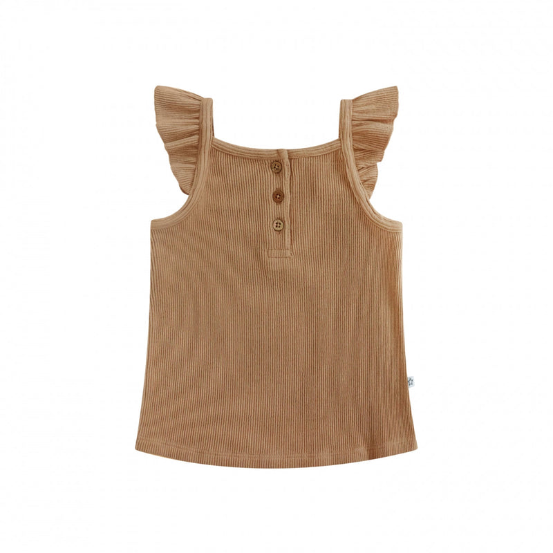 Meisjes Shirt Ottoman Rib | Aukje van Your Wishes in de kleur Indian Tan in maat 92.