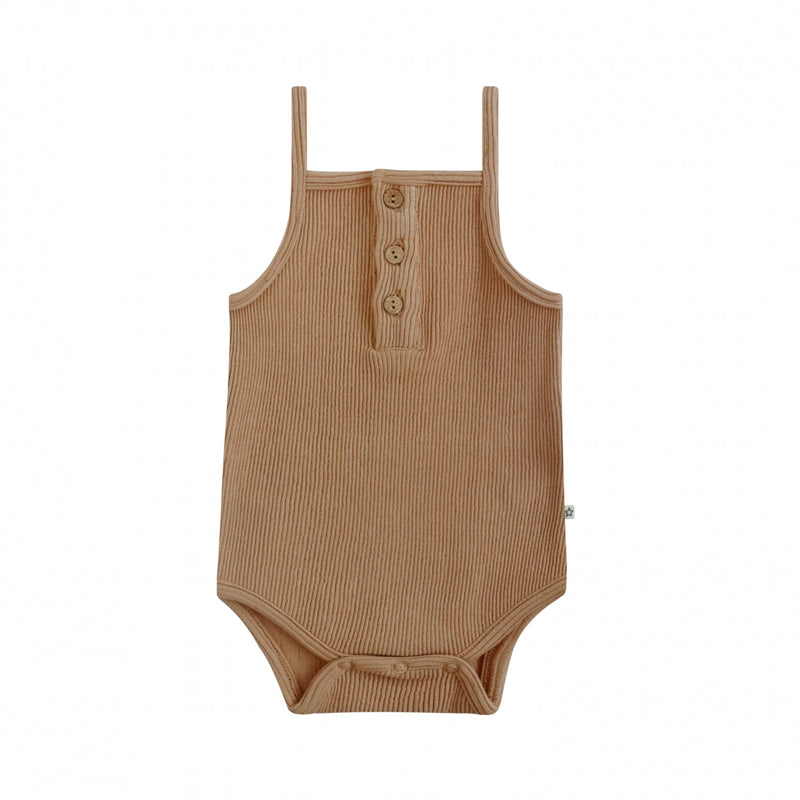 Meisjes Romper Ottoman Rib | Elvi van Your Wishes in de kleur Indian Tan in maat 68.