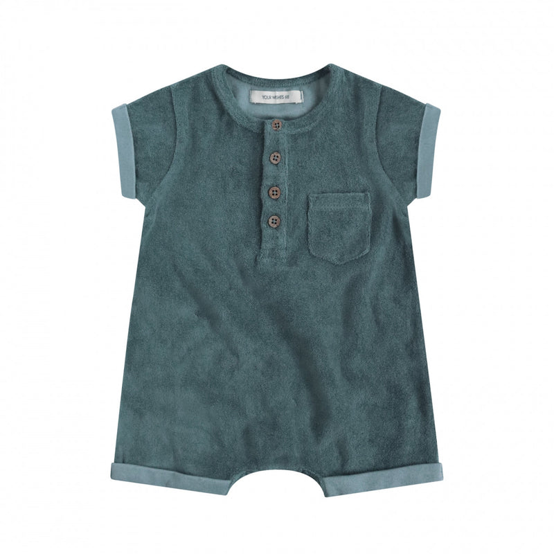 Jongens Jumpsuit Towel | Edward van Your Wishes in de kleur Goblin Blue in maat 68.