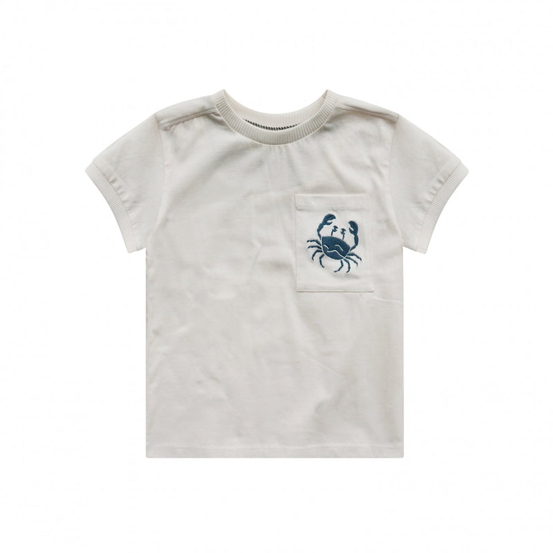 Jongens Shirt Crab | Edin van Your Wishes in de kleur Chalk in maat 92.