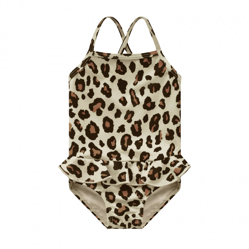 Meisjes Badpak Leopard Tan | Sienna van Your Wishes in de kleur Indian Tan in maat 134-140.