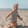 Meisjes Badpak Leopard Tan | Sienna van Your Wishes in de kleur Indian Tan in maat 134-140.