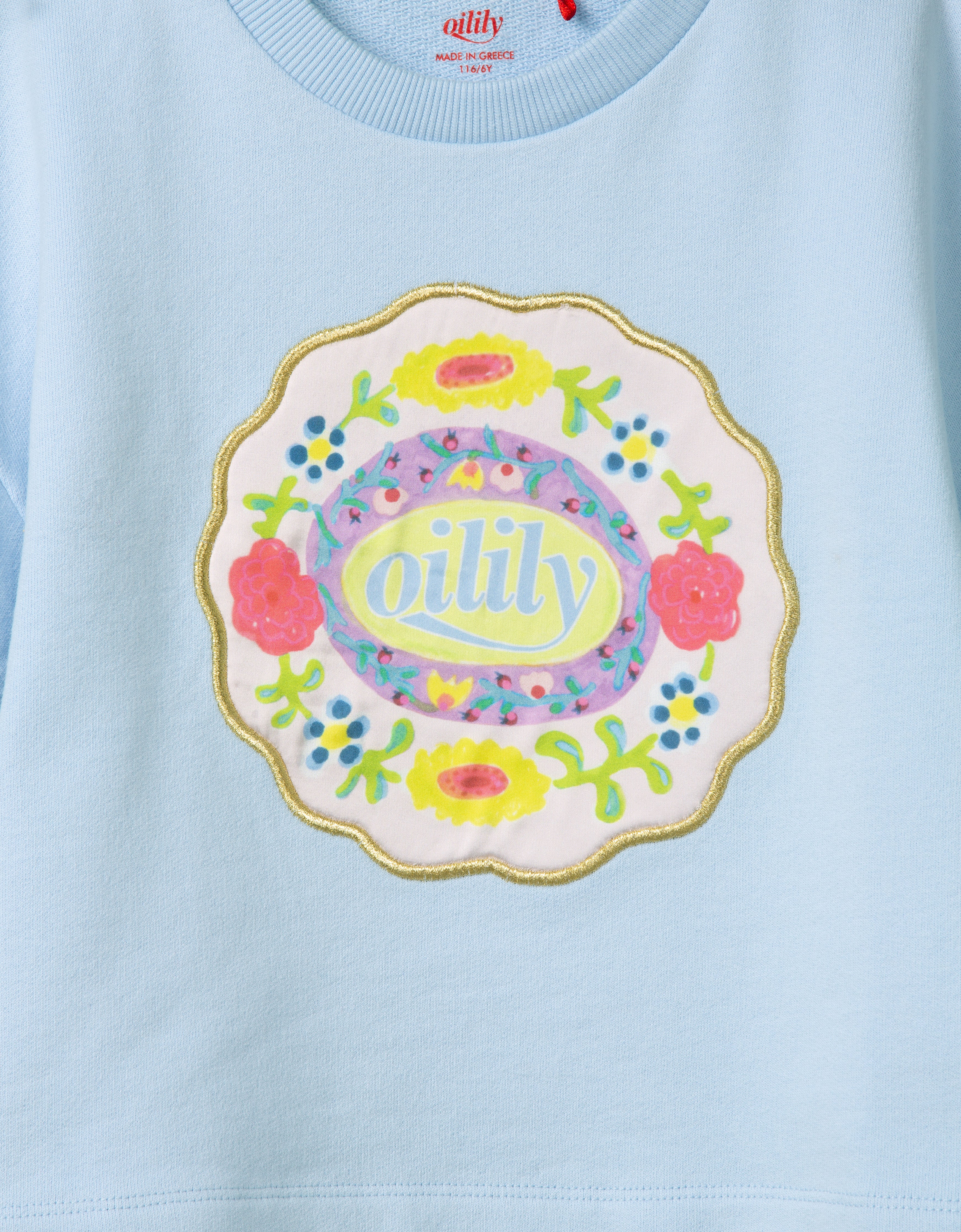 Oilily Hussel short sleeve sweater 62 solid sweat artwork round OILILY logo