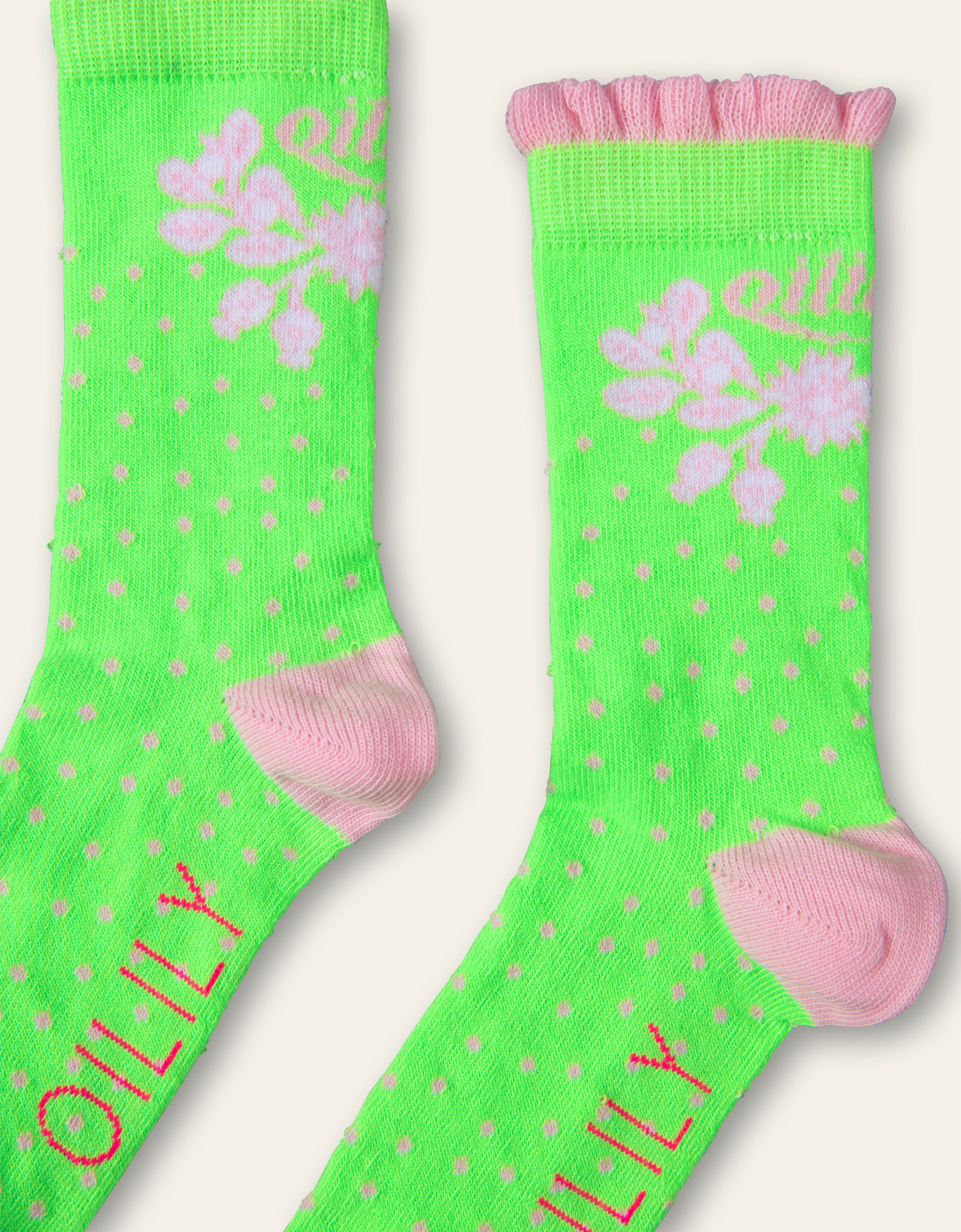 Oilily Macarena ankle socks 79 lime with dots and leaves Oilily