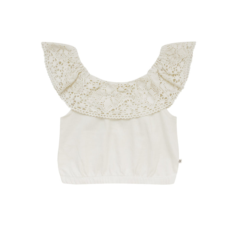 Meisjes Top Jaxie | Rib van Your Wishes in de kleur Ecru in maat 134-140.