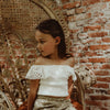 Meisjes Top Jaxie | Rib van Your Wishes in de kleur Ecru in maat 134-140.