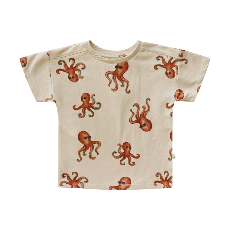 Jongens Shirt Ezra | Pulpo van Your Wishes in de kleur Putty in maat 98.