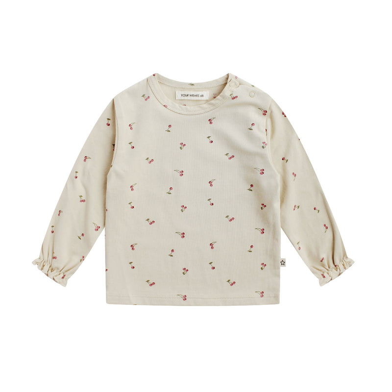 Meisjes Shirt Gardina | Cherry van Your Wishes in de kleur Putty in maat 74.