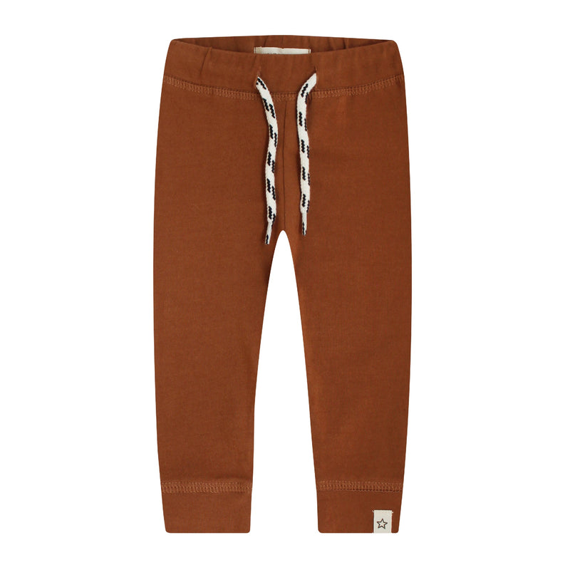 Jongens Broek Calle | Solid van Your Wishes in de kleur Carob Brown in maat 74.