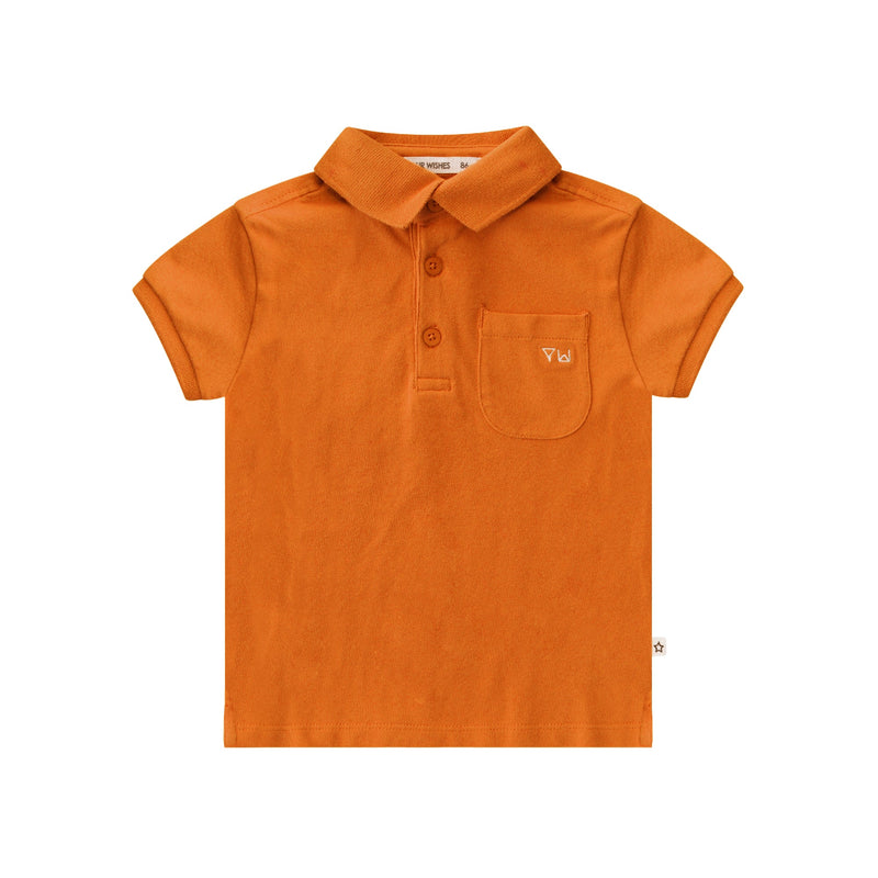 Jongens Polo Elton | Pique van Your Wishes in de kleur Flame in maat 98.