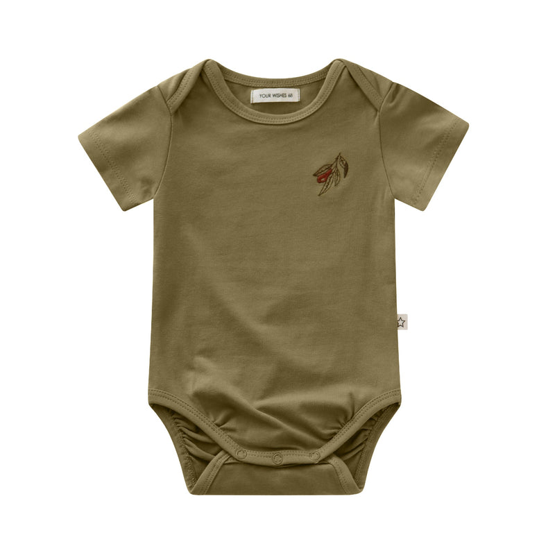 Jongens Romper Juste | Solid van Your Wishes in de kleur Drie Herb in maat 74.