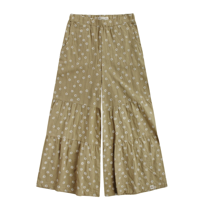 Meisjes Broek Jasmin | Broderie van Your Wishes in de kleur Slate Green in maat 134-140.