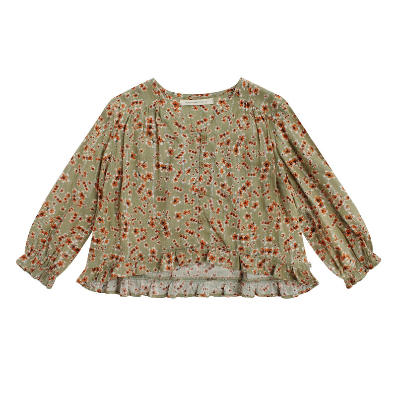 Meisjes Top Jetta | Giardino van Your Wishes in de kleur Slate Green in maat 134-140.