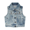 Meisjes Denim gilet Ambra | Stretch Denim van Your Wishes in de kleur Sky Blue in maat 134-140.