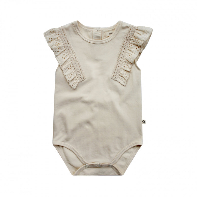 Meisjes Romper Solid | Dorthe van Your Wishes in de kleur Ivory in maat 92.