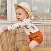 Jongens Romper Jaguar | Donno van Your Wishes in de kleur Glazed Ginger in maat 68.