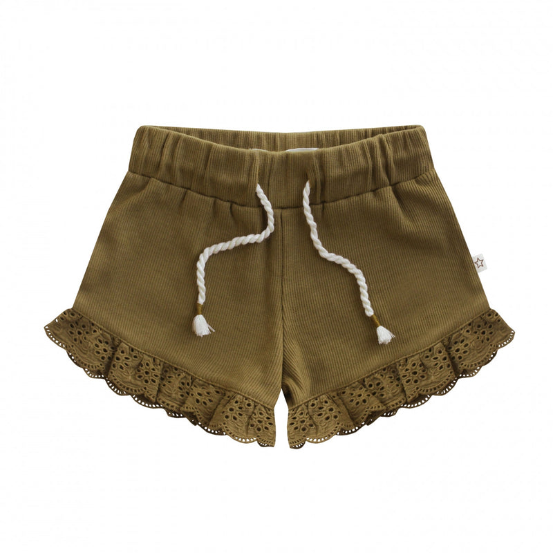 Meisjes Shorts Fine Rib | Amira van Your Wishes in de kleur Plantation in maat 134/140.