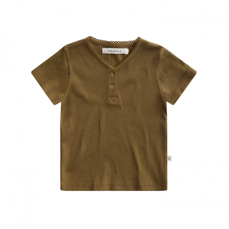 Meisjes T-Shirt Fine Rib | Dasha van Your Wishes in de kleur Plantation in maat 92.