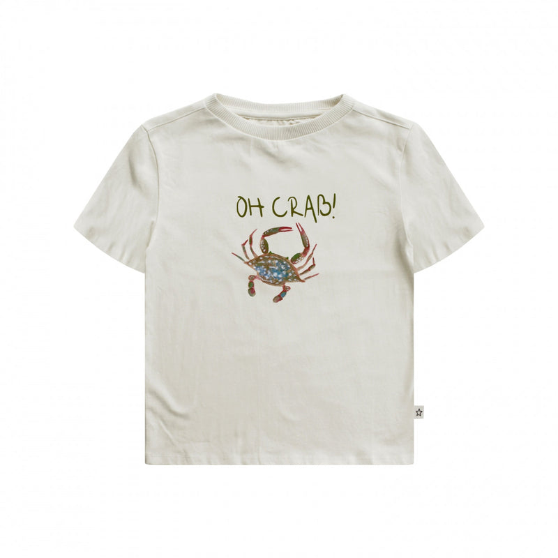 Jongens T-Shirt Oh Crab | Adri van Your Wishes in de kleur Ivory in maat 92.