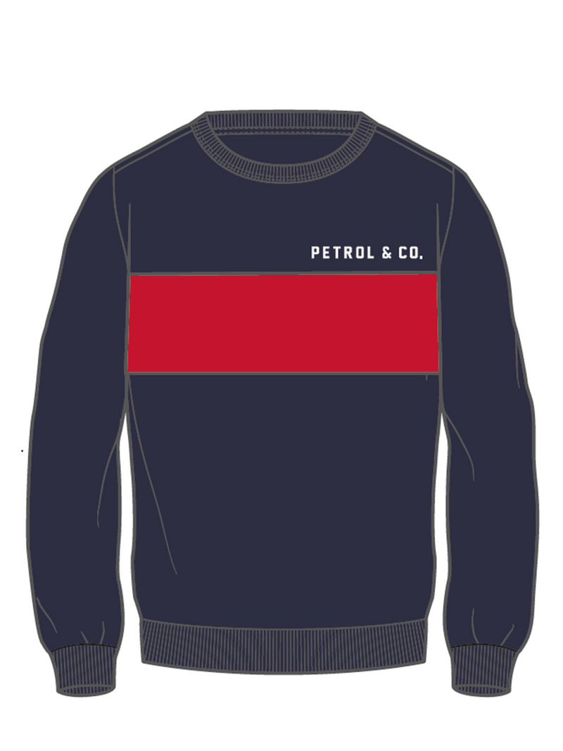 Jongens Sweater Crewneck Colourblock van Petrol in de kleur Red Petrol in maat 164.