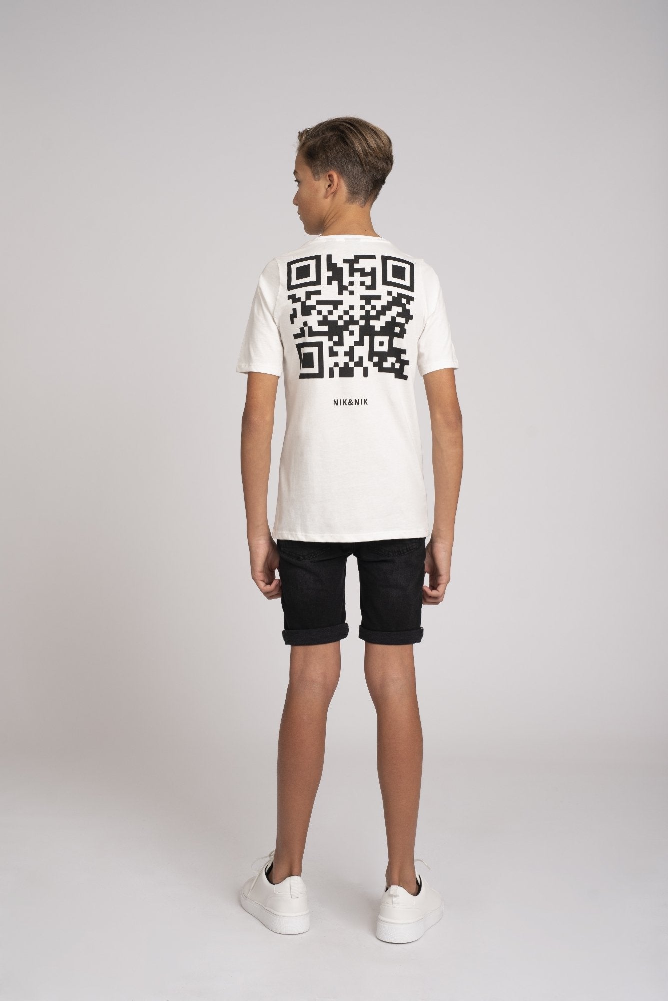 Jongens Marnix T-shirt van Nik & Nik in de kleur Off White in maat 164.