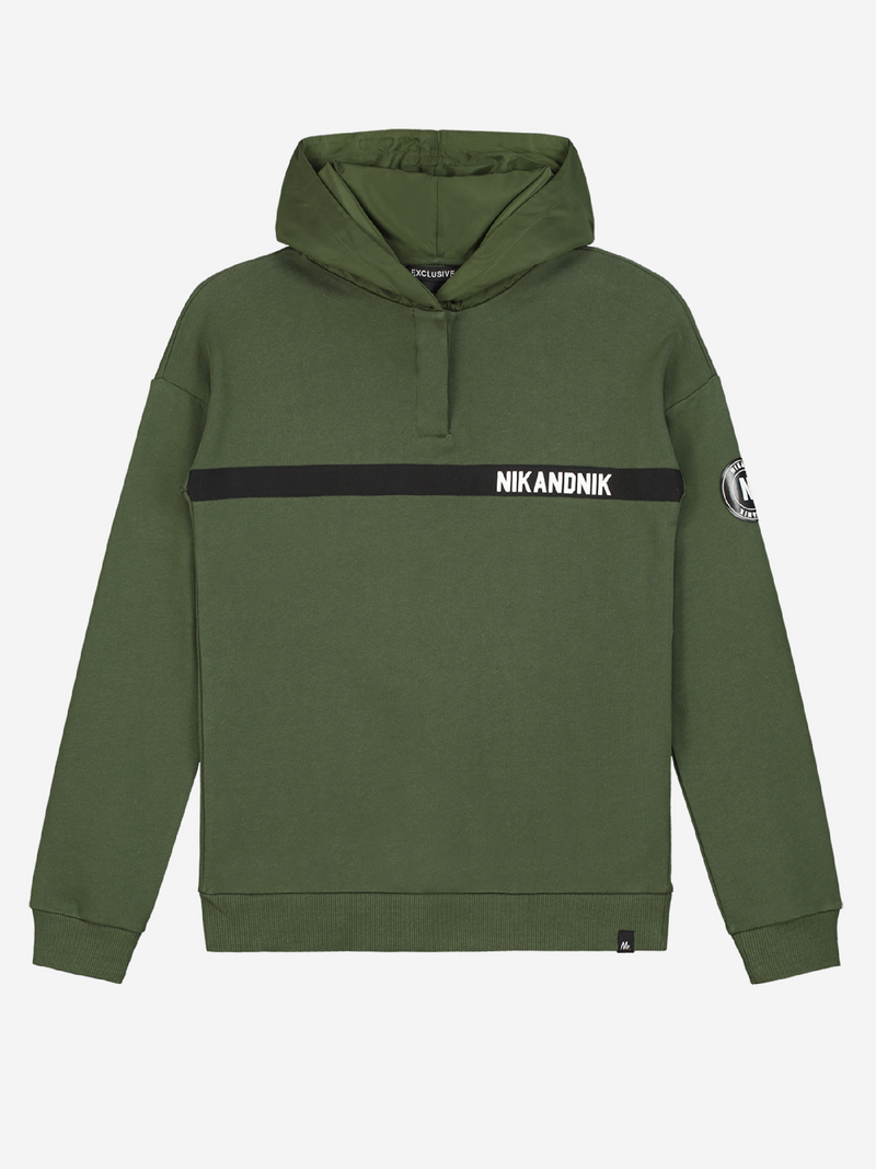 Jongens Melvin Hoodie van Nik & Nik in de kleur Dark Moss Green in maat 164.