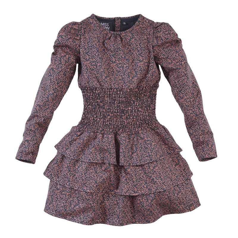 Meisjes Jurk lange mouw Chantal van Z8 in de kleur Lady gray/AOP in maat 140/146.
