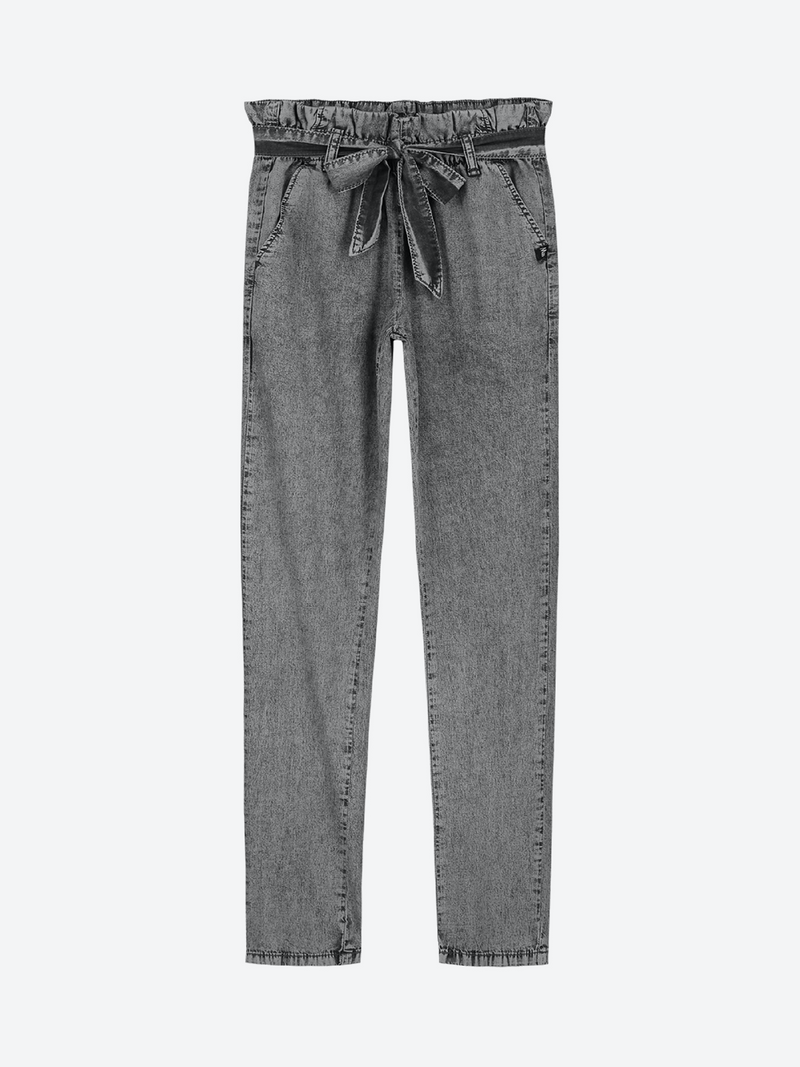 Meisjes Fienne Paperbag Pants van Nik & Nik in de kleur Grey Stonewash in maat 176.