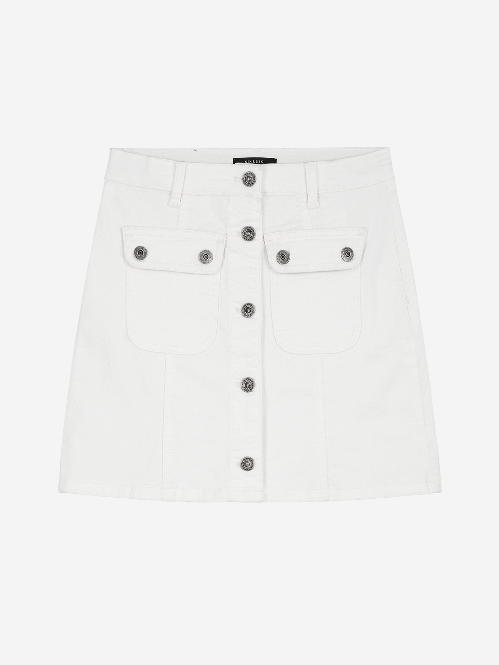 Meisjes Florijne Denim Skirt white van Nik & Nik in de kleur Vintage White in maat 176.