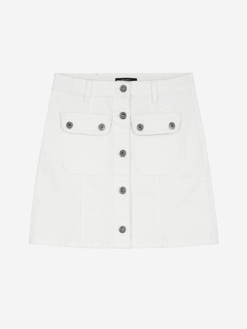 Meisjes Florijne Denim Skirt white van Nik & Nik in de kleur Vintage White in maat 176.
