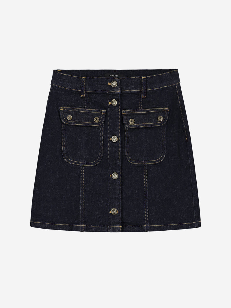 Meisjes Florijne Denim Skirt blue van Nik & Nik in de kleur Blue Denim in maat 176.