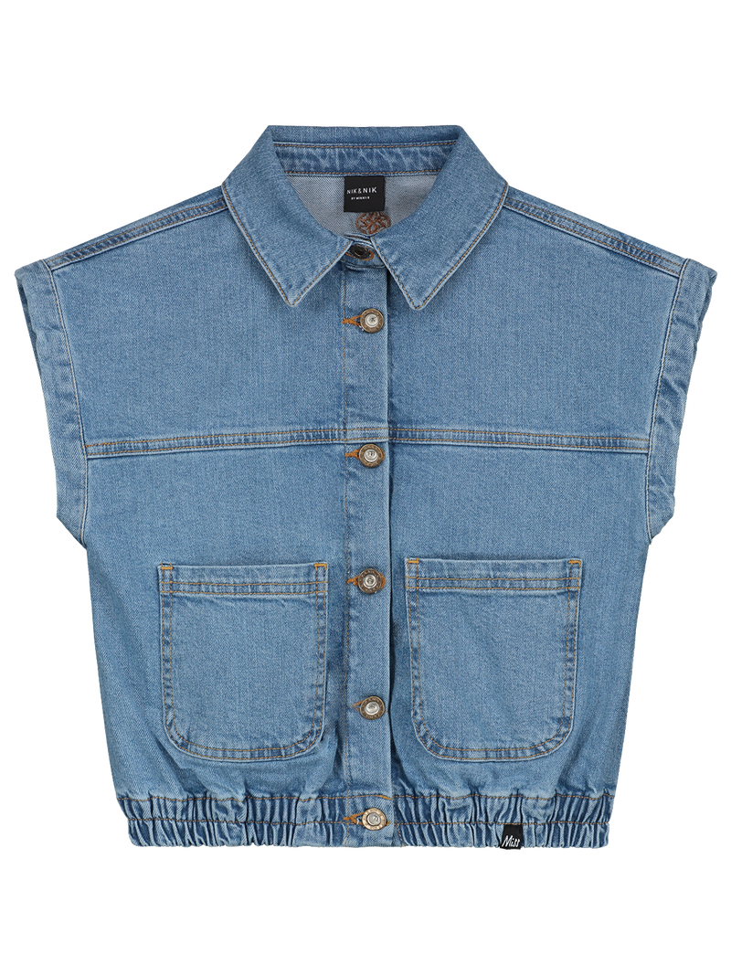 Meisjes Fenus Denim Jacket van Nik & Nik in de kleur Light Blue in maat 176.