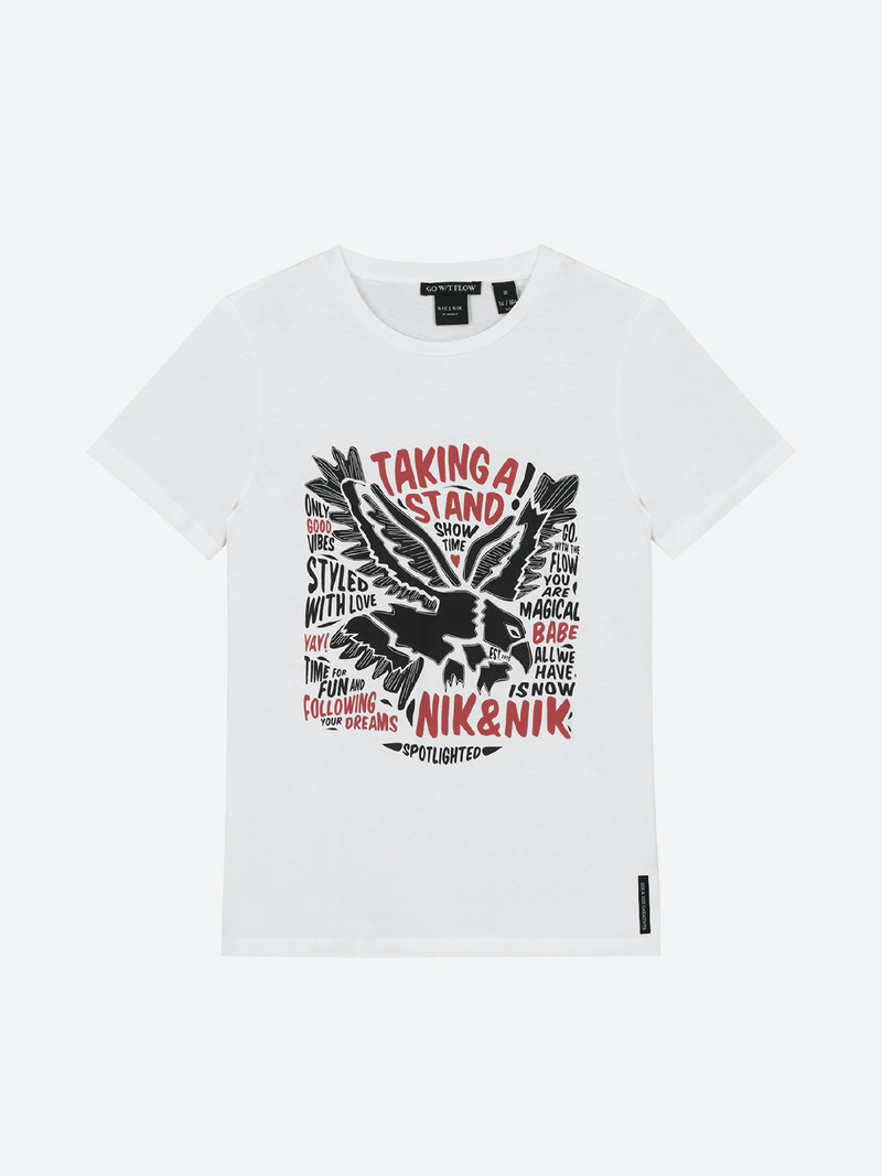 Meisjes Taking T-shirt van Nik & Nik in de kleur Off White in maat 176.