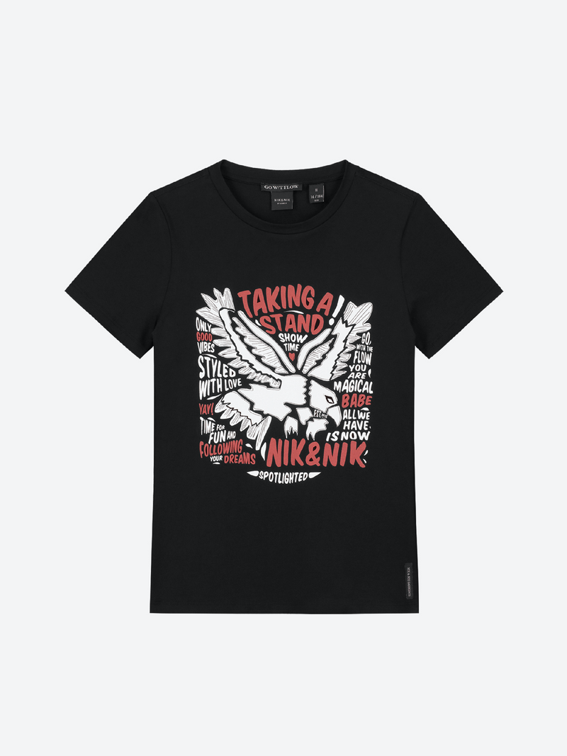 Meisjes Taking T-shirt van Nik & Nik in de kleur Black in maat 176.