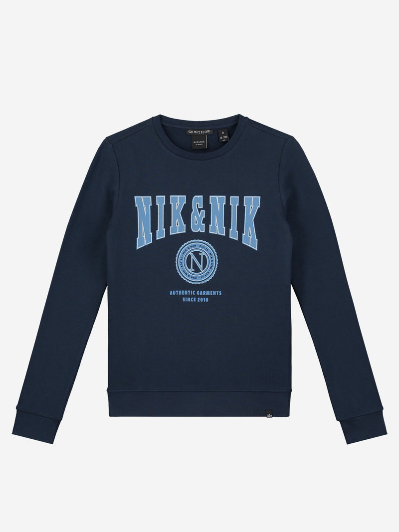 Meisjes Ginny Sweater van Nik & Nik in de kleur Royal Blue in maat 176.